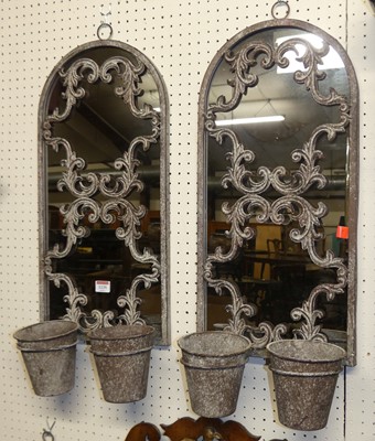 Lot 1139 - A pair of aged galvanised metal framed arched...