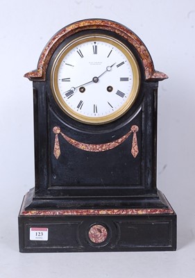 Lot 123 - A late Victorian black slate and rouge marble...