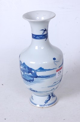 Lot 126 - A Chinese export blue and white vase, having a...