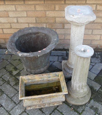 Lot 1144 - A reconstituted stone pedestal garden pedestal;...