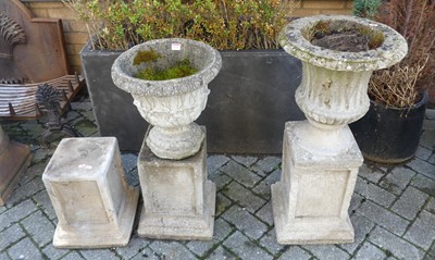 Lot 1148 - Two similar reconstituted stone circular urn...