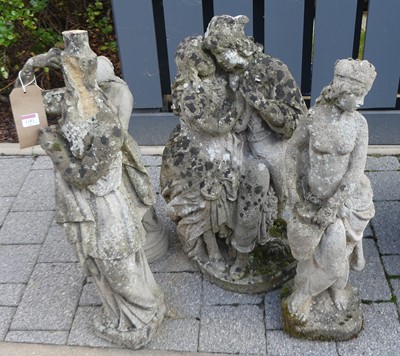 Lot 1151 - Four various reconstituted stone ornamental...