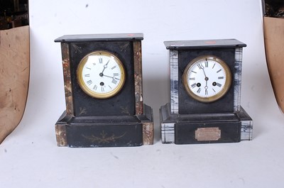 Lot 147 - A late Victorian black slate and grey marble...