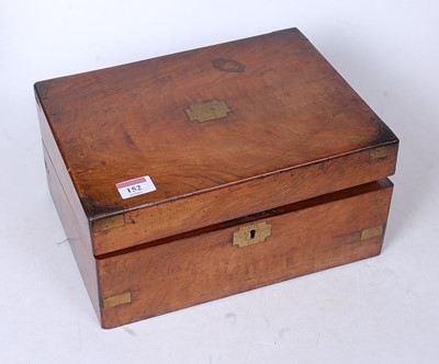 Lot 152 - A Victorian walnut and brass bound writing...