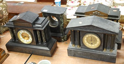 Lot 159 - A late Victorian black slate and veined marble...