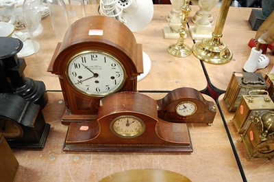 Lot 163 - A mahogany cased dome top mantel clock, the...