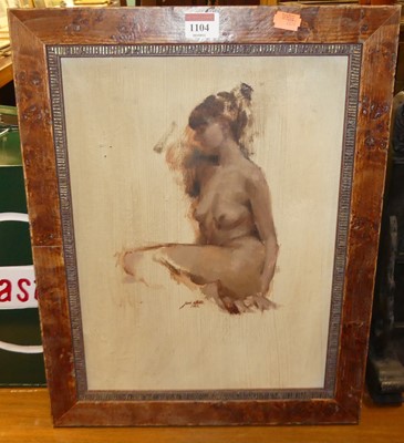 Lot 1104 - Contemporary school - Female nude, oil, 36 x 27cm