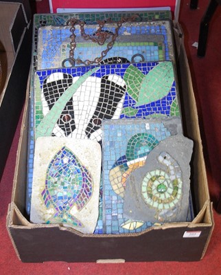 Lot 202 - A box of miscellaneous mosaic panels, each...