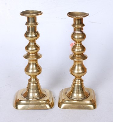 Lot 216 - A pair of 19th century turned brass...