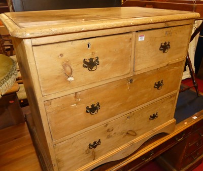 Lot 1251 - A Victorian pine low round cornered chest of...