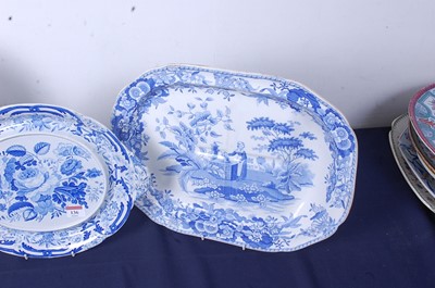 Lot 136 - A Victorian blue and white printed meat plate...