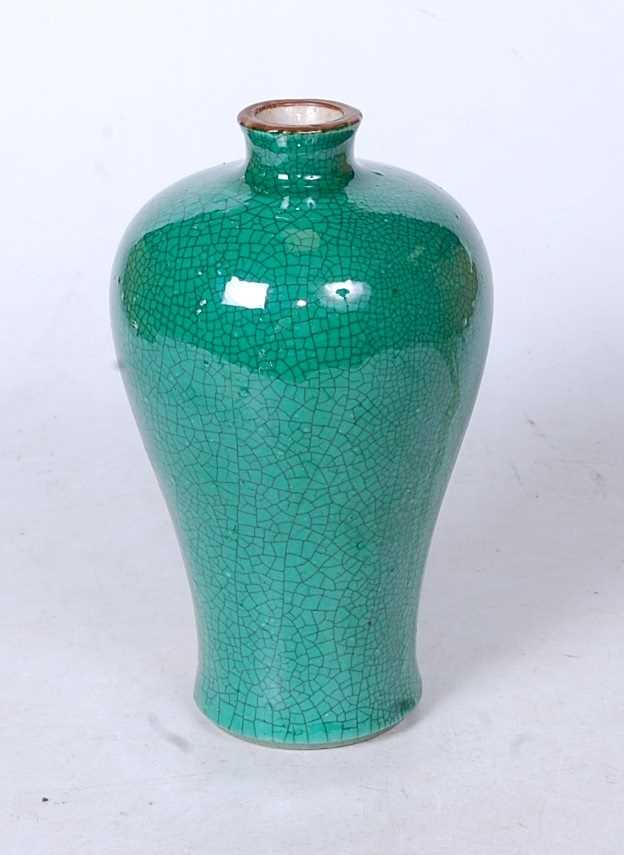 Lot 234 - A Chinese export green crackle-glaze Meiping...