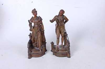 Lot 260 - A pair of 19th century French spelter figures,...