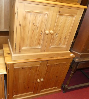 Lot 1200 - Three various modern pine low double door side...