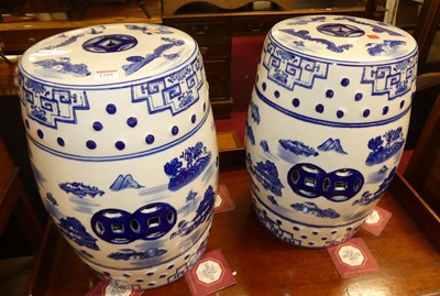 Lot 1205 - A pair of contemporary Chinese style blue &...