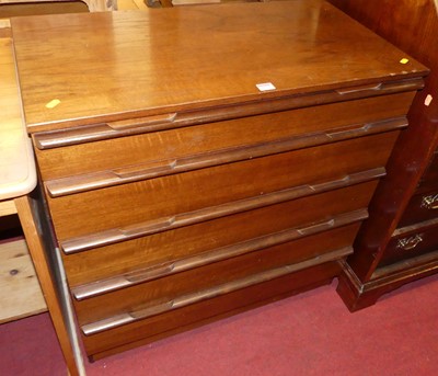 Lot 1222 - A 1970s teak chest of five long drawers,...