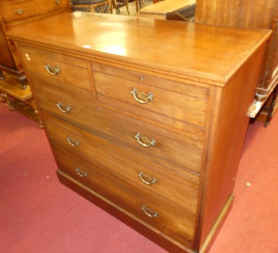 Lot 1232 - A circa 1900 walnut square front chest of two...