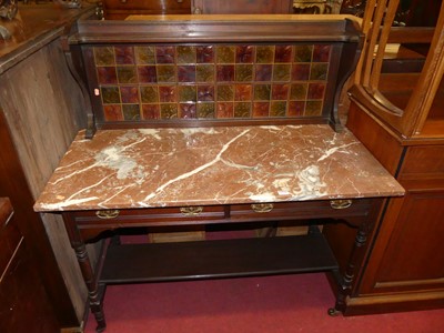 Lot 1235 - A late Victorian walnut variegated marble...