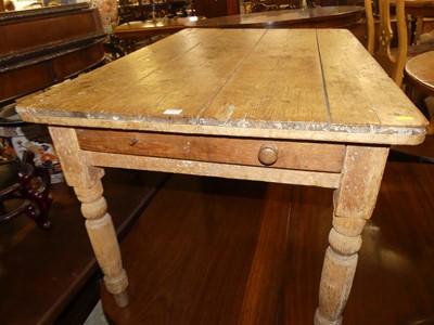 Lot 1285 - A Victorian pine plank top farmhouse kitchen...