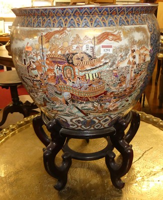 Lot 1291 - A large contemporary Chinese stoneware enamel...