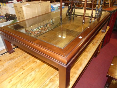 Lot 1301 - A contemporary hardwood and clear glass inset...