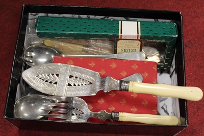 Lot 307 - A box of miscellaneous silver plated and steel...