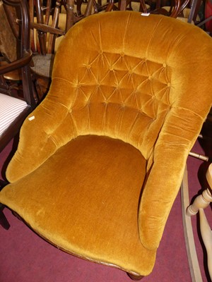 Lot 1343 - A Victorian mustard Dralon buttoned...