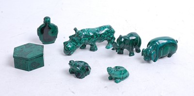 Lot 352 - A collection of seven malachite carvings, to...