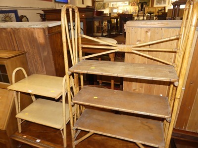 Lot 1407 - A bamboo three-tier bookshelf, width 70cm,...