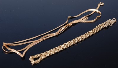 Lot 400 - An 18ct gold rope twist bracelet together with...