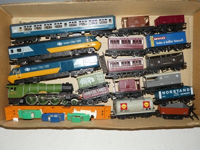 Lot 1551 - A box of loose Hornby trains and rolling stock,...