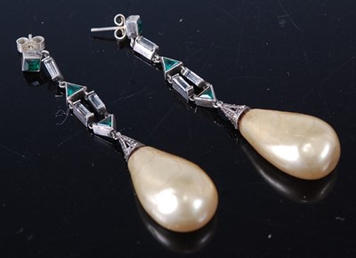 Lot 415 - A pair of Art Deco base metal faux pearl and...