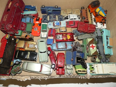 Lot 1596 - Two boxes of various playworn Dinky and other...