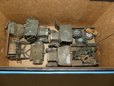 Lot 1600 - A box of playworn mainly Dinky military...