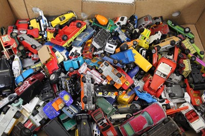 Lot 624 - Two boxes of mixed playworn diecast models by...