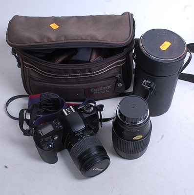 Lot 524 - A Canon EOS 500N camera in Optex camera bag...