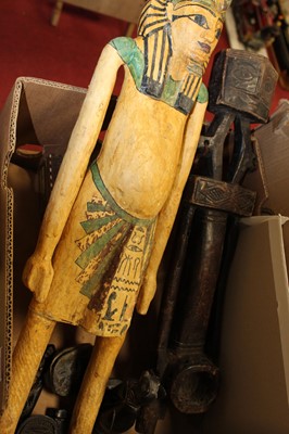 Lot 581 - An Egyptian Revival polychrome painted figure...