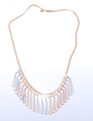 Lot 2615 - A yellow, white and rose metal beaded fringe...