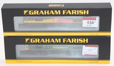 Lot 520 - Two Farish N gauge class 66 diesel locos:...