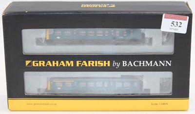 Lot 532 - Farish N gauge 371-885 3-car class 108 diesel...