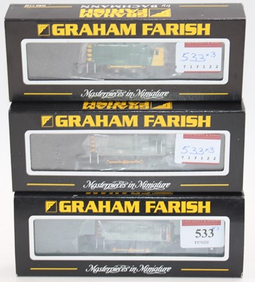 Lot 533 - Three Farish N gauge 0-6-0 diesel shunters:...