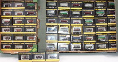 Lot 546 - Fifty seven Farish N gauge 4-wheeled wagons –...