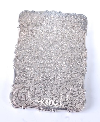 Lot 2140 - A Victorian silver hinged card case, of shaped...