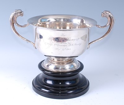 Lot 2142 - A George V silver low pedestal twin handled...