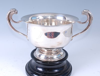 Lot 2142 - A George V silver low pedestal twin handled...
