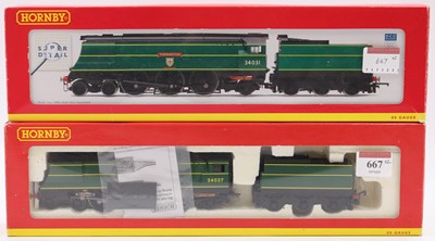 Lot 667 - Two Hornby BB/WC class 4-6-2 locos & tenders,...