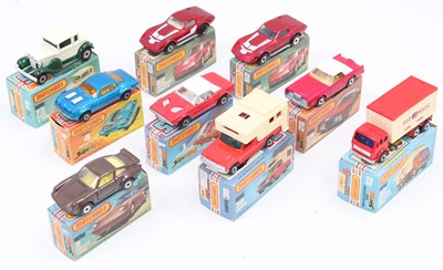 Lot 1610 - A small box containing 9 Matchbox models in...