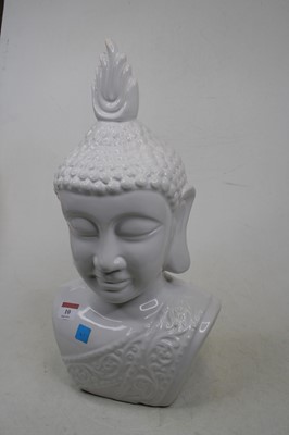 Lot 10 - A modern white glazed pottery head and...