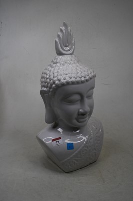 Lot 10 - A modern white glazed pottery head and...