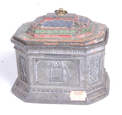 Lot 34 - A 19th century pewter tobacco box, the lid...